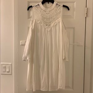 White lace cold shoulder dress